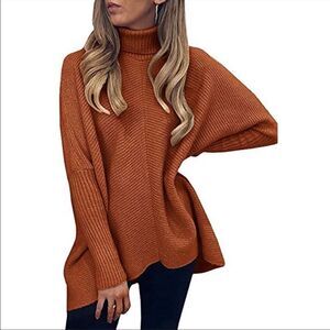 New Casual Turtleneck Asymmetric Pullover Knit Sweater